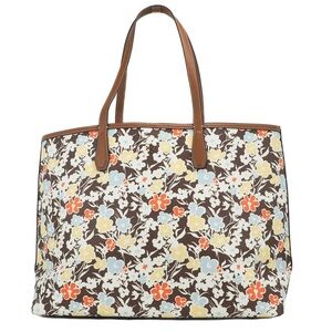 Tory Burch Brown Floral Tote Bag Purse Kerrington Large Reverie Leather New